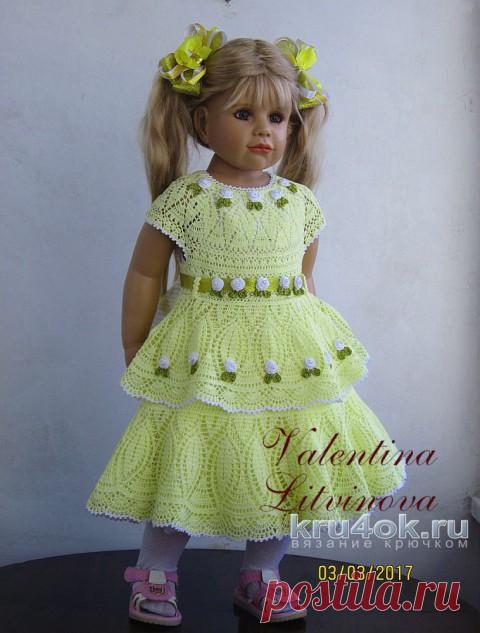 Платье для девочки крючком. Работа Валентины Литвиновой