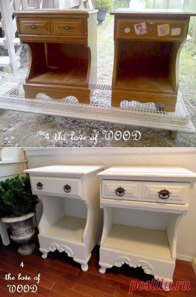 4 the love of wood: APPLIQUE TRICK - his and hers bedside tables