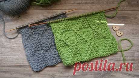 Узор из квадратов и зигзагов спицами ◩ Knitted square and zigzags pattern