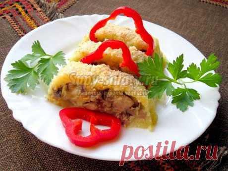 Картофельный рулет с грибами. Рецепт с пошаговыми фото