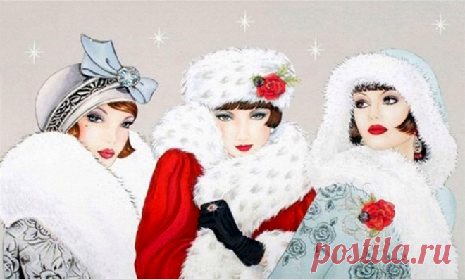 Давайте все, проводим старый год - Год новый принимает эстафету... Art deco ladies card (часть-4)