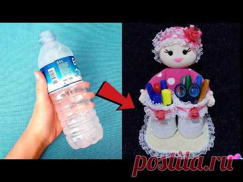 💥СУПЕР ИДЕЯ ПО ПЕРЕРАБОТКЕ ПЭТ-БУТЫЛОК И НОСКОВ/😍Конструкция настольной подставки для карандашей