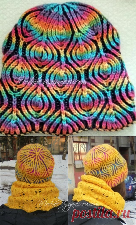Шапка спицами Lollipop Brioche Hat - Modnoe Vyazanie ru.com
