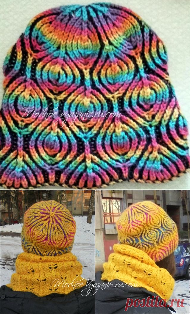 Шапка спицами Lollipop Brioche Hat - Modnoe Vyazanie ru.com