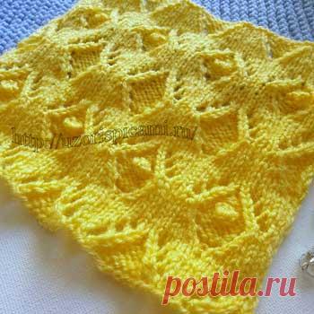 Ажурный узор с шишечкой спицами, схема узора + видео как связать - Самые красивые узоры спицами