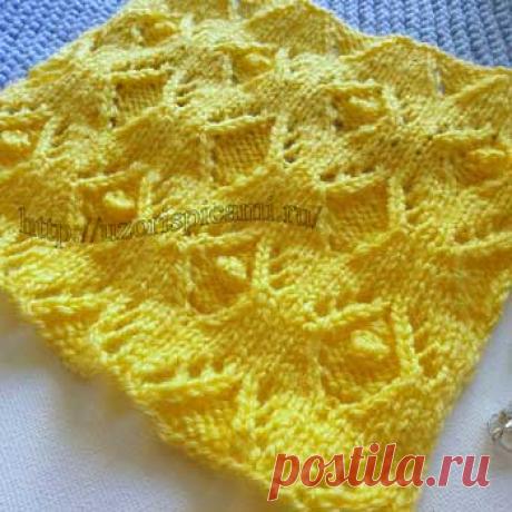 Ажурный узор с шишечкой спицами, схема узора + видео как связать - Самые красивые узоры спицами