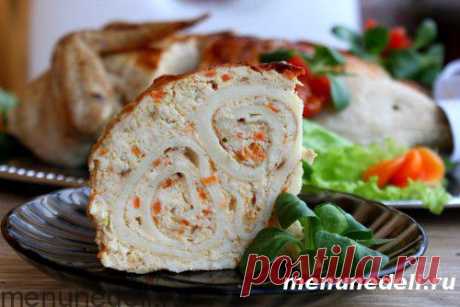 Курица, фаршированная блинами Курица, фаршированная блинами - блюдо, которое украсит любой праздничный стол! Общее время готовки – 8-10 часов  Активное время готовки – 30-50 минут  Стоимость – 5