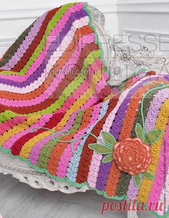 Разноцветный плед из ленточного кружева