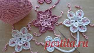 Ирландское кружево ажурный листик. Irish lace openwork leaf. Уроки вязания на видео