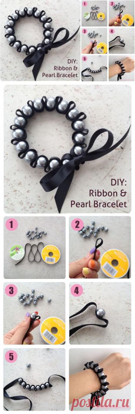 Сделай сам стильная ленточка и жемчужные BraceletCreative идеи | креативные идеи