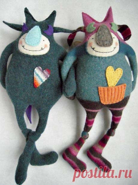 Monster Stuffed Animal Friend from Upcycled Pendleton Wool Sweater