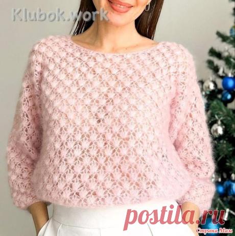 Джемпер «Нимфея» от мастерицы Надежды Осиповой. Размеры: XS(S)M(L) Вам потребуется: пряжа Drops Kid-Silk (75% мохер, 25% шелк, 200 м/25 г) - 175 (200)200(225) г розового цвета, крючки №2, №4, маркеры, трикотажная игла.