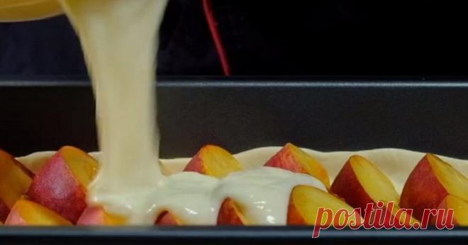 Пирог со свежими персиками