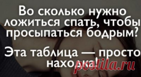 Во сколько нужно ложиться спать, чтобы просыпаться бодрым? Таблица 
Каждому знакомо чувство, когда ненавистный будильник вырывает вас из сладкого сна на самом интересном моменте. Вы долго не можете прийти в себя, понять, где вы, и весь день чувствуете себя разбитым. …