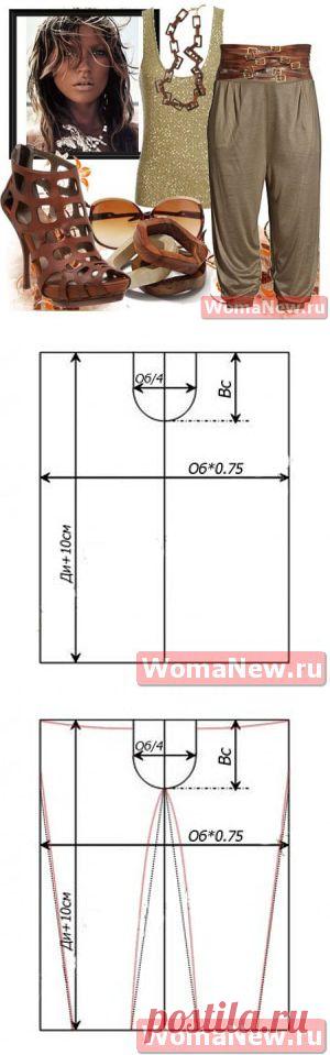 Выкройка шаровары | WomaNew.ru - уроки кройки и шитья!