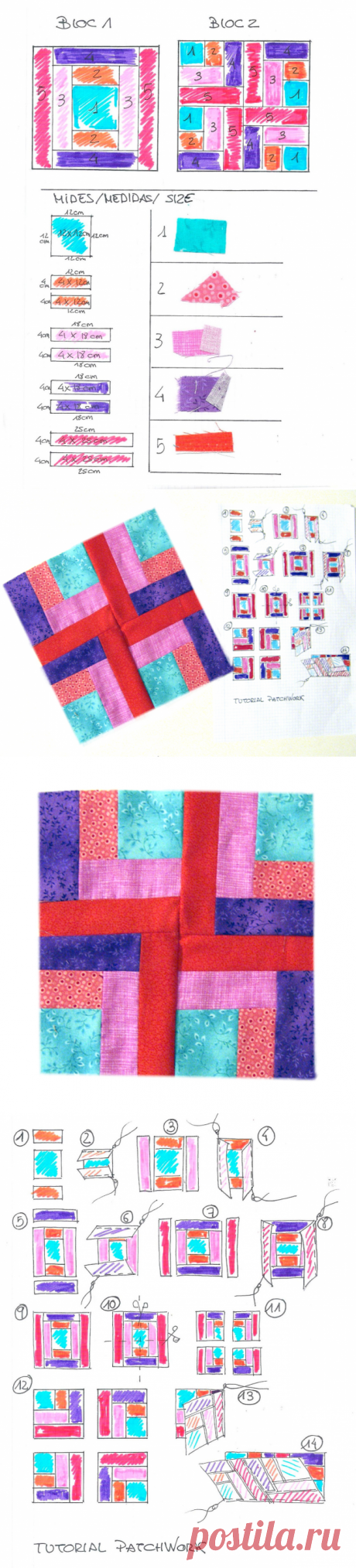 TUTORIAL PATCHWORK: DOS BLOCS I UNA MICA DE MÀGIA. | Les Antònies