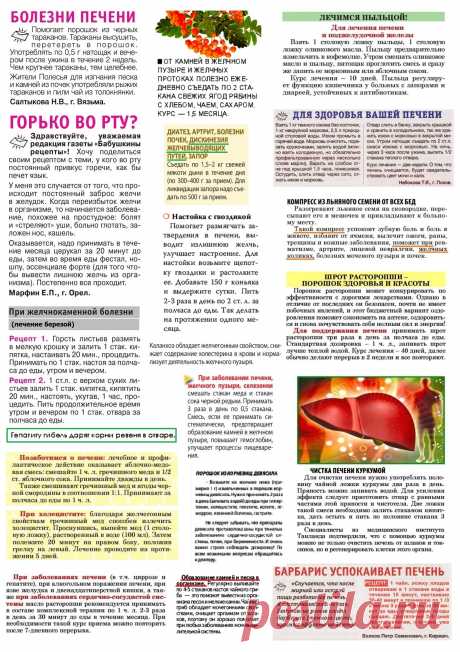 Болезни печени, желчного пузыря - лечение народными методами
