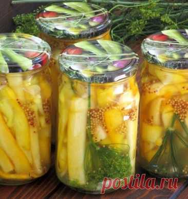 Вот такие горчичные кабачки мариную: остренькие, пряные - и ими все любуются. Если много крупных кабачков: ленивый метод, идеальный маринад | В саду у Валентинки | Дзен