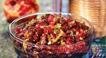 Салат из фасоли с гранатом, пошаговый рецепт с фото на 382 ккал