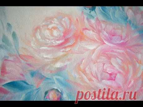 Акварельная живопись маслом. Нежная интерьерная картина.
