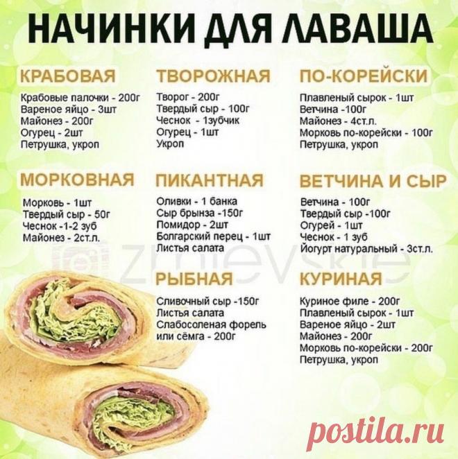 Топ-8 идей для закуски в лаваше: