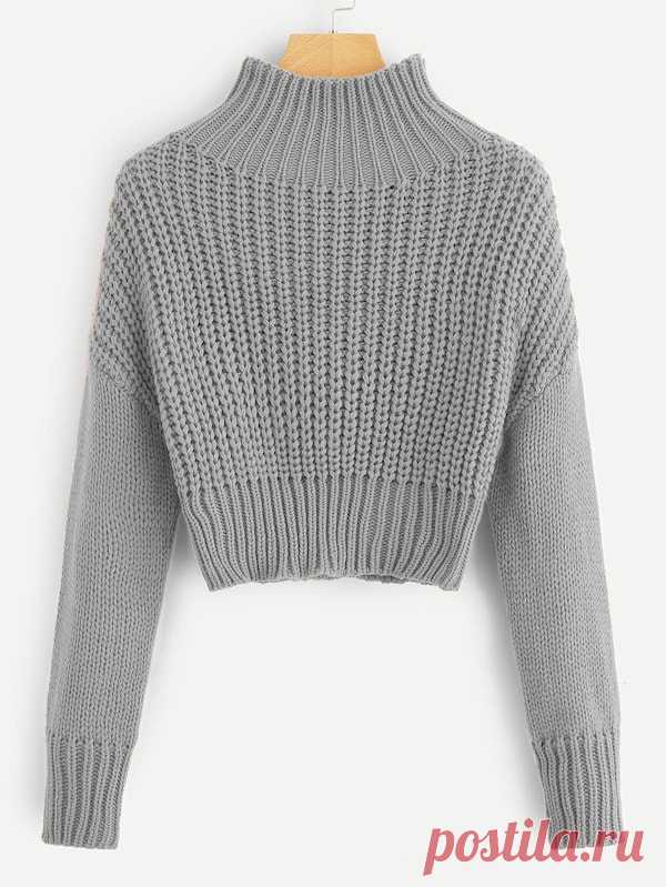 Короткий свитер с заниженной линией плеч | SHEIN