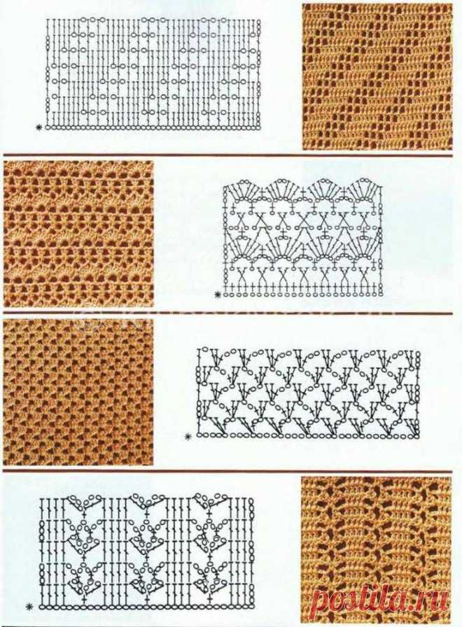 Ажурные рисунки крючком Схемы вязания, модели и узоры спицами. Вязание спицами со схемами и описанием. Вязание спицами для начинающих и профессионалов. Каждый день новая схема и мастер классы.