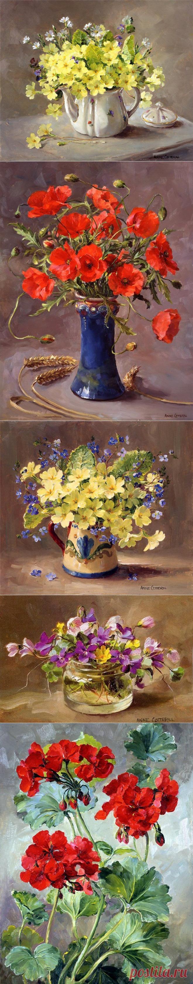 Anne Cotterill (British, 1933-2010). Цветочные натюрморты