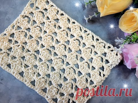 Легкий узор крючком для топа, кофты, туники.