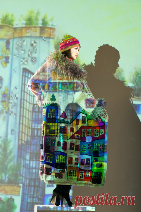 Knitted coat handmade HUNDERTWASSER for girls and от annalesnikova