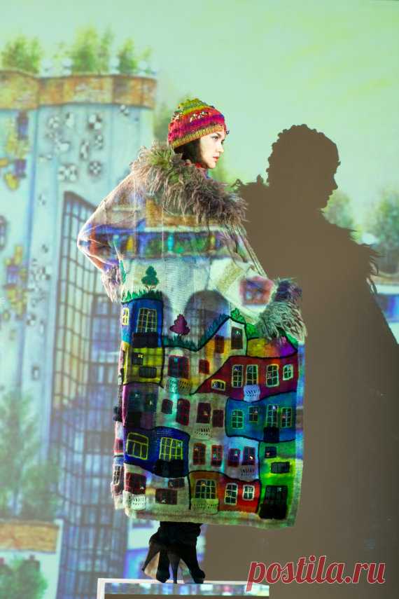 Knitted coat handmade HUNDERTWASSER for girls and от annalesnikova