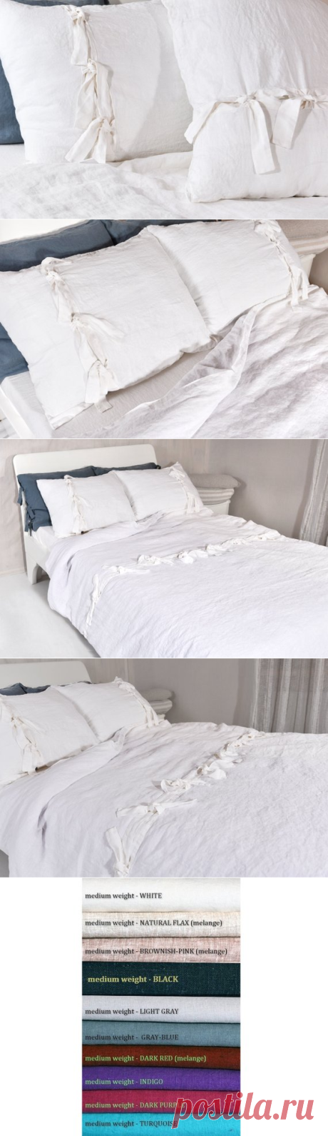 Stonewashed Linen Pillowcases with Ties at center Provincial