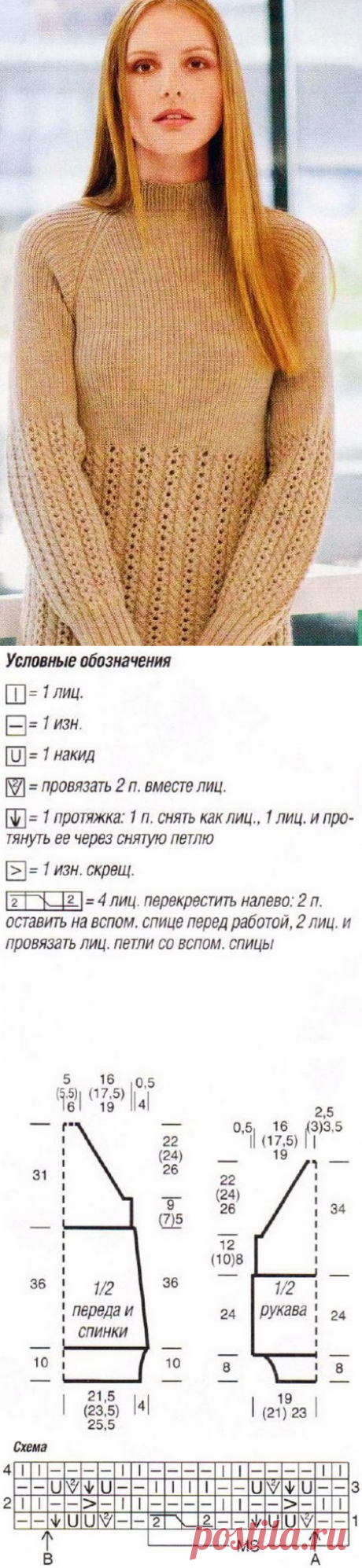 Облегающая удобная туника на кокетке вязанная спицами | Блог elisheva.ru