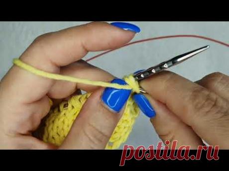 2 петли вместе изнаночной с наклоном влево. Обучение вязанию