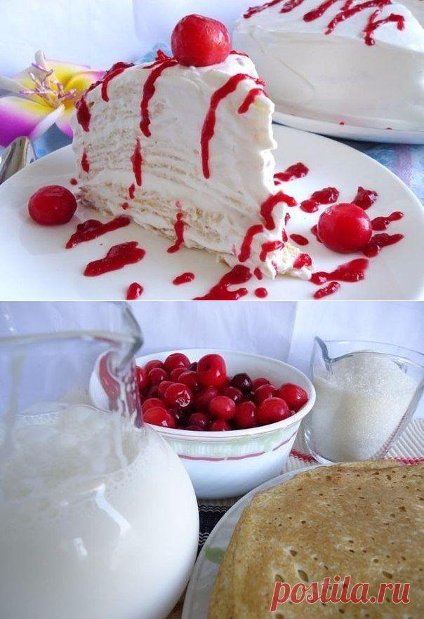 Блинный торт с вишней