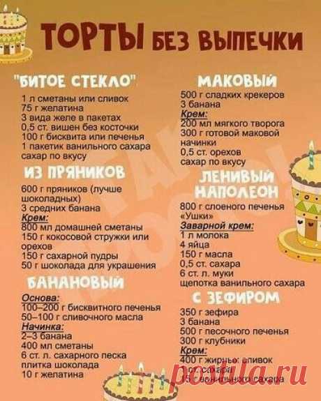 торты без выпечки