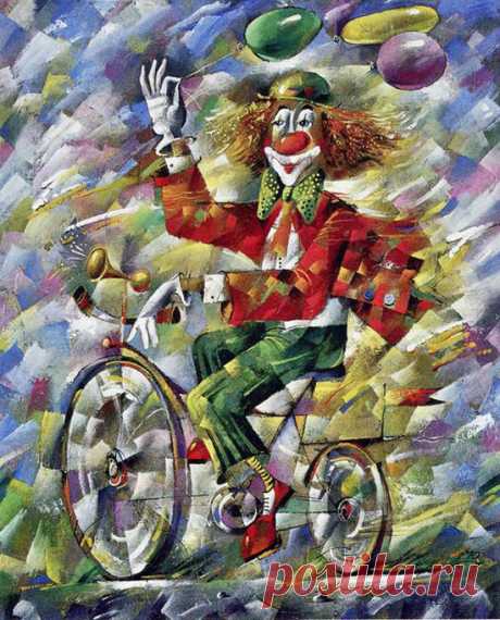 The symbol of the circus - clowns - paintings by Yuri Matsik - ego-alterego.com