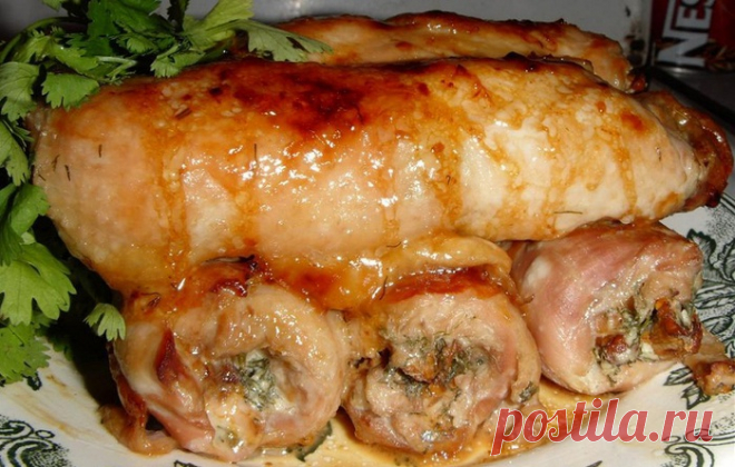 Рулет куриный с грибами