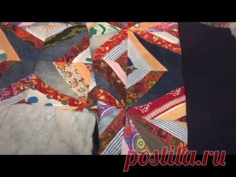 Из старых джинсов покрывало &quot;Звезда&quot;. DIY Часть 3. Лоскутное шитье для начинающих