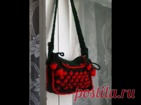 Вязаная сумочка крючком КЛУБНИЧКА. Crochet bag strawberries - YouTube