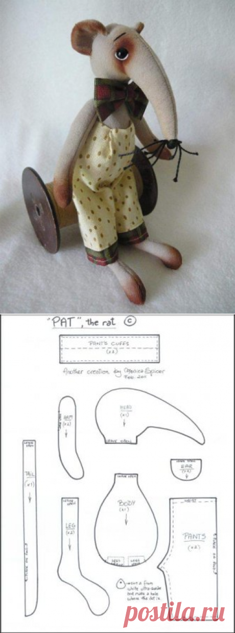 Мягкая игрушка крыса в костюмчике. Выкройка