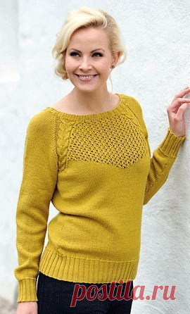 ​Элегантный пуловер реглан спицами