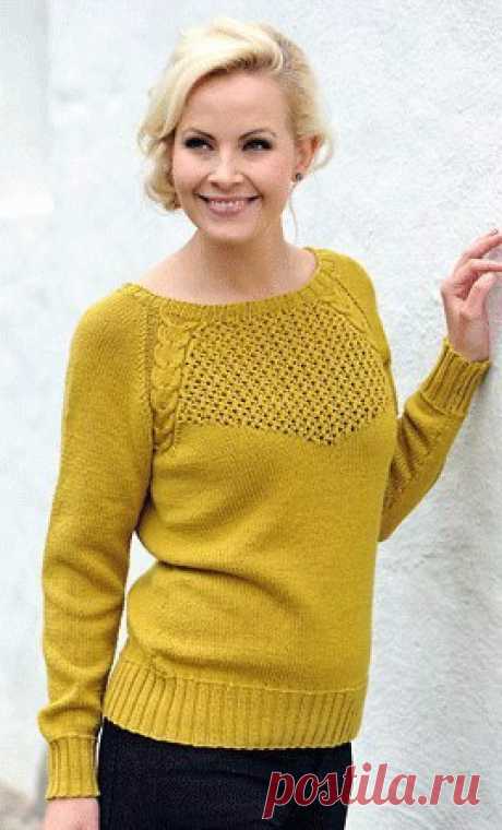 ​Элегантный пуловер реглан спицами