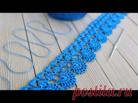 Простое ЛЕНТОЧНОЕ КРУЖЕВО вязание крючком КАЙМА мастер-класс Easy to Crochet Lace Ribbon