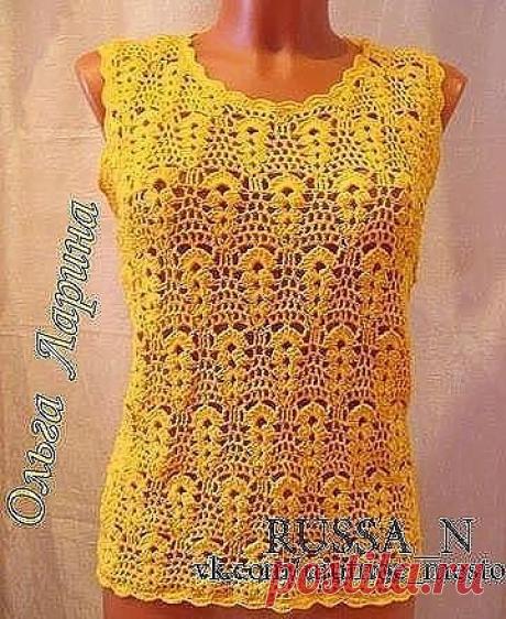 Очаровательный топ крючком.