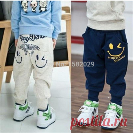 Лидер продаж; Новинка 2018 осенние детские штаны, Повседневное карман для мальчиков и девочек улыбающиеся лица шаровары, От 1 до 9 лет высокое качество детские брюки купить на AliExpress