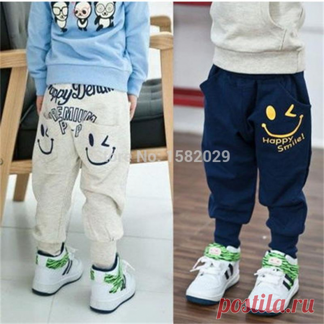 Лидер продаж; Новинка 2018 осенние детские штаны, Повседневное карман для мальчиков и девочек улыбающиеся лица шаровары, От 1 до 9 лет высокое качество детские брюки купить на AliExpress