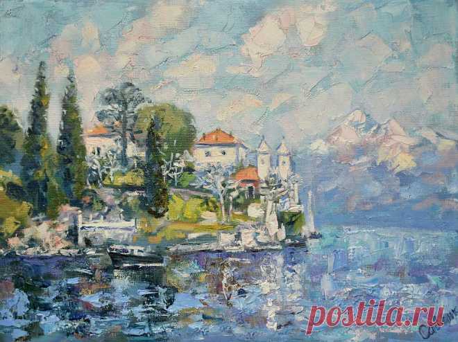 Italy Painting 意大利景观 Landscape Artwork Lake Como Original Art Impressionism 油畫原作 - Shop ArtDivyaGallery Posters - Pinkoi Italy Painting 意大利景观 Landscape Artwork Lake Como Original Art Impressionism 油畫原作 Oil Canvas Palette Knife Wall Art Impasto 30 x 40 cm. 12 x 16 inches by Savenkova Medium: canvas, oil. Style: Modern, Impressionism, Impasto. The painting is covered with a protective layer of professional varnish. Beautiful painting for home and office.