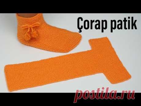 En kolay örgü çorap patik / yeni yıl için Harika bir hediye / kolay örgü modelleri / Figen Ararat