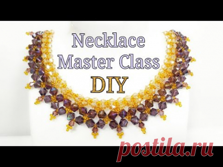Колье из Бисера и Биконусов Мастер Класс/ Ожерелье из Бусин и Бисера своими руками!